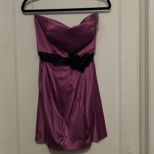 Strapless purple cocktail dress